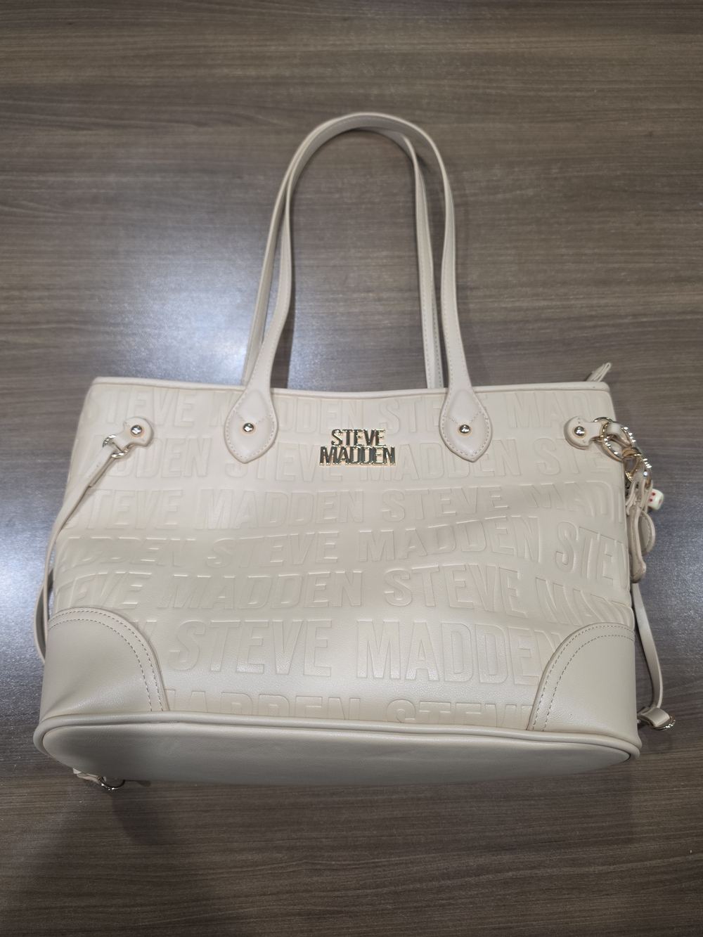 Steve Madden Cream Embossed Logo Tote